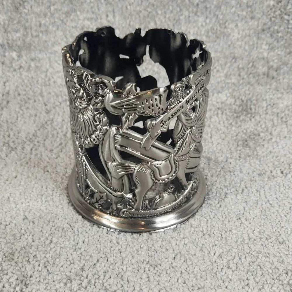 Godinger‎ Silver Art Season Greetings Santa Votive Candle Holder